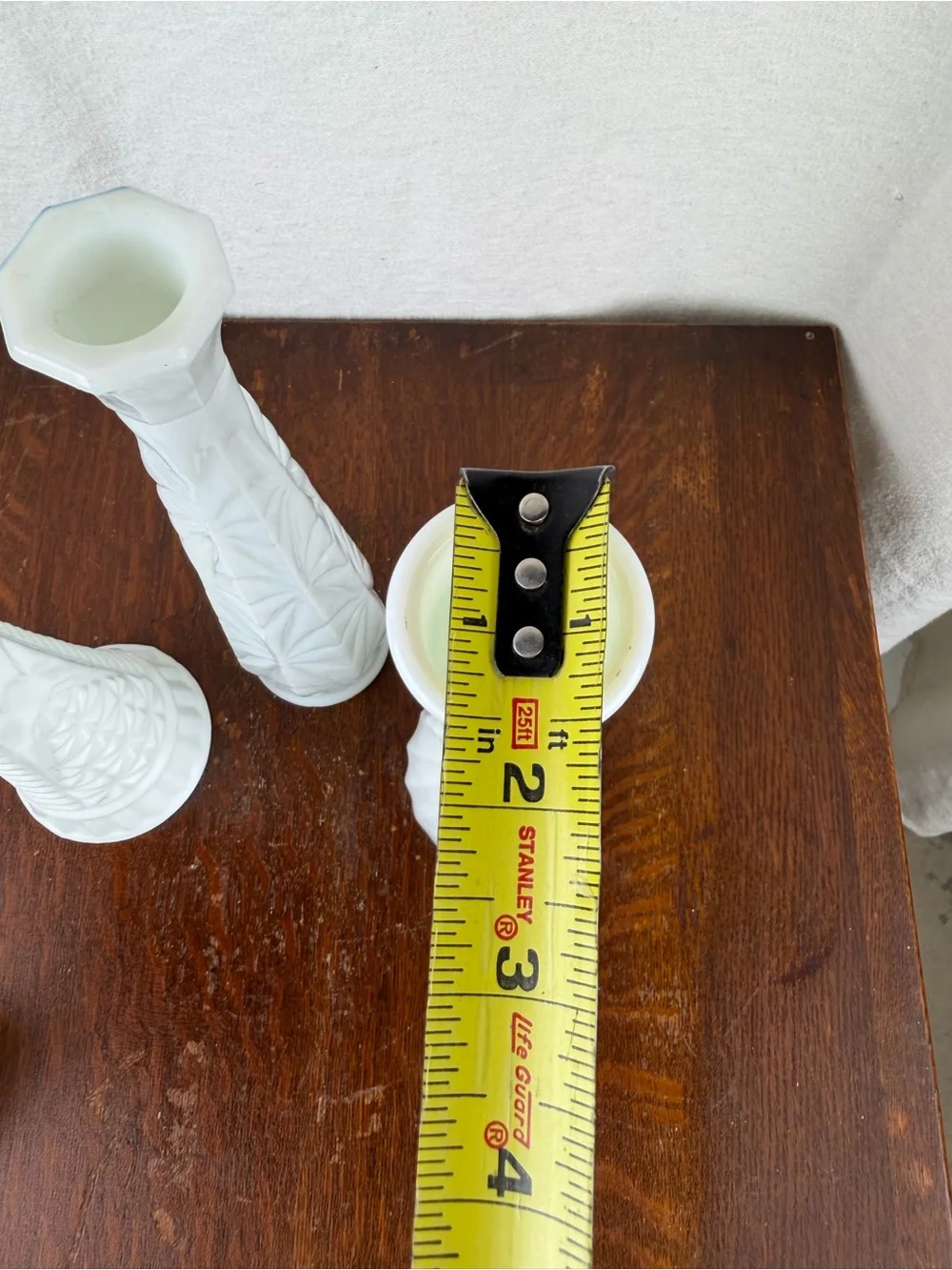 Vintage Milk Glass Bud Vases Set of 4 White Embossed Textured Floral Vases